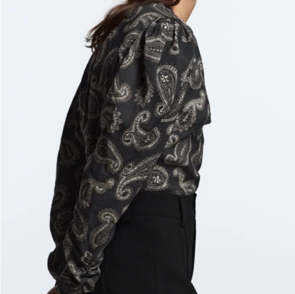 ZARA printed paisley long sleeves top size Medium  NEW - Picture 4 of 15